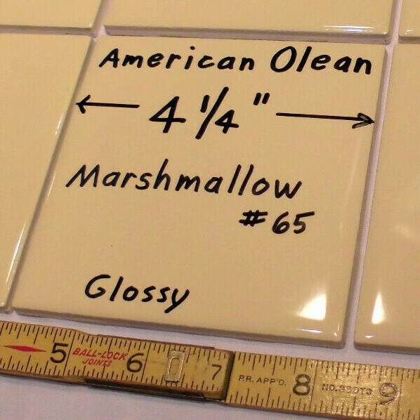 1 pc. *Glossy Marshmallow Yellow* Ceramic Tiles by American Olean…4-1/4″ NEW