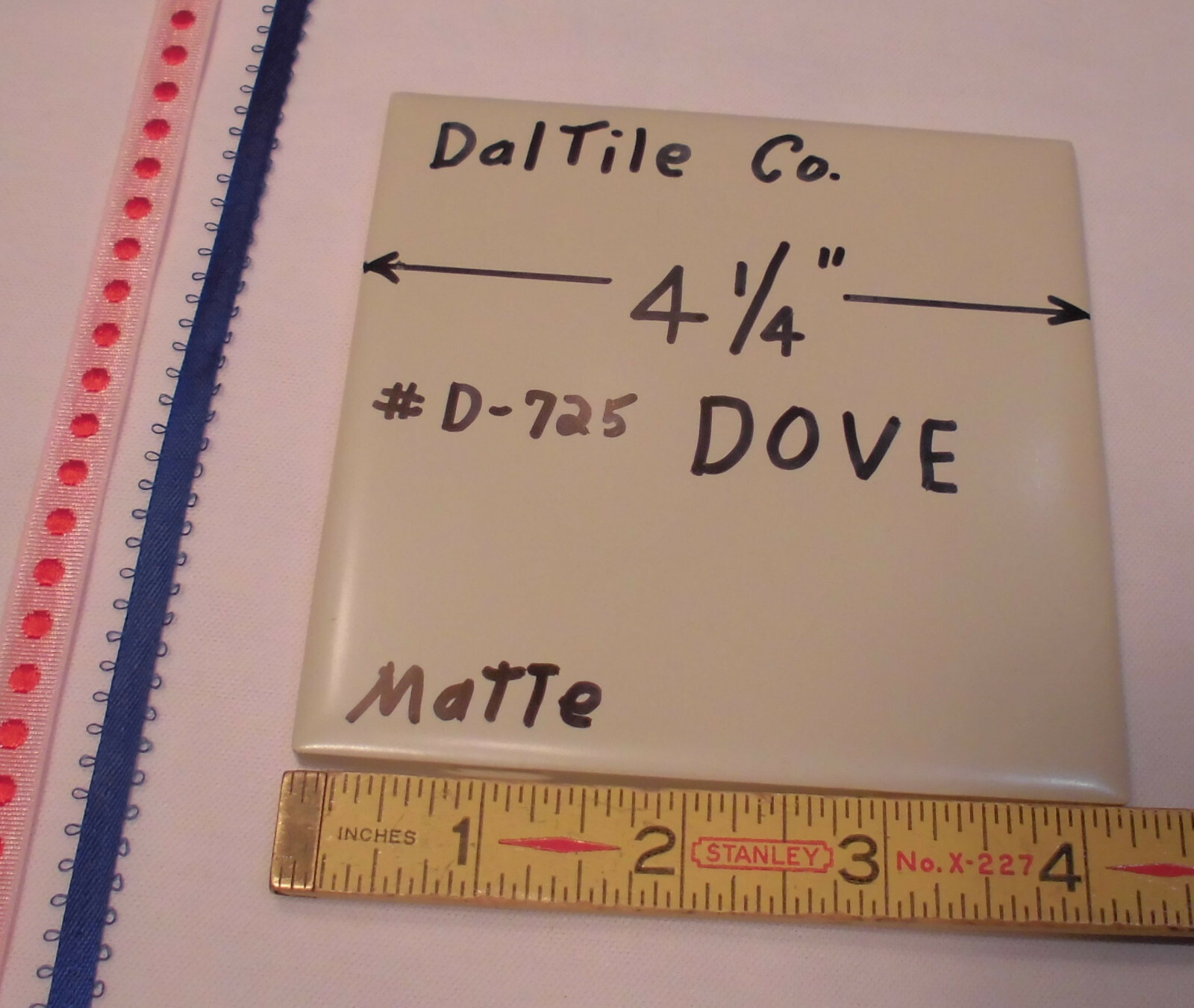 1 pc. Dove-Lite Gray; Matte Ceramic Tile by Daltile #D-725; 4-1/4″ New Stock