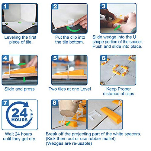 2000 Clips Tile Leveling System Floor Wall 1.5mm 1/16 Tile Spacer Tool