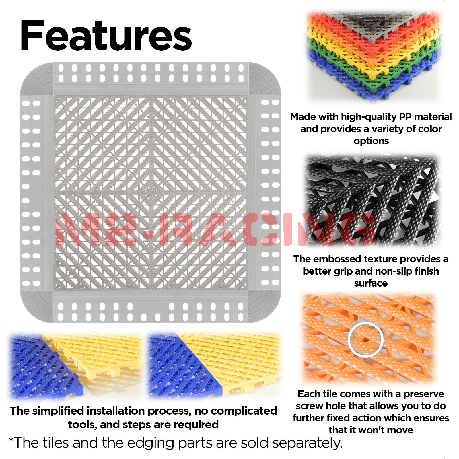 Garage Floor Mat Tile Interlocking Perforated Flooring Rubber Basement Auto Shop