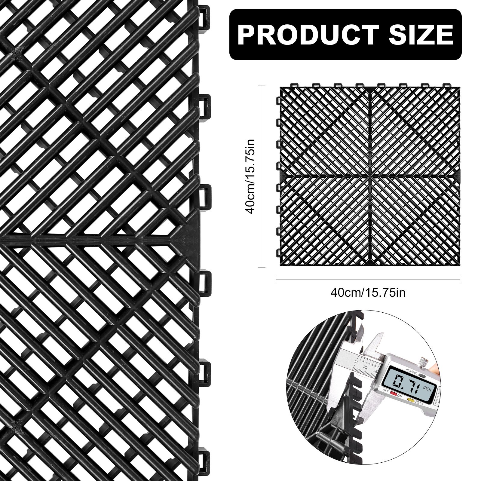 20/25/34 Pack Interlocking Garage Floor Tiles Vented Water Drainage 15.7″x15.7″