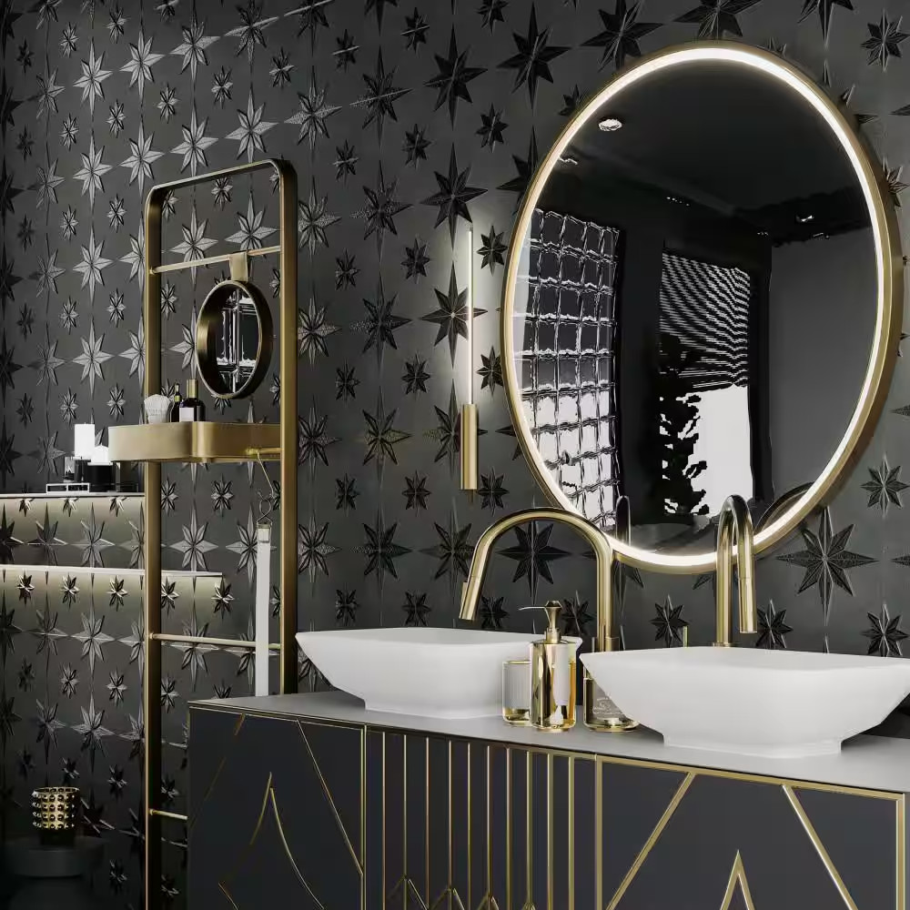 Stella Lustre Midnight 9-3/4 In. X 9-3/4 In. Porcelain Wall Tile (10.88 Sq. Ft./