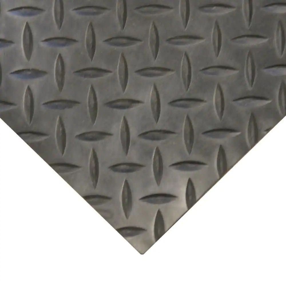 Garage Gym Rubber Floor Mat Diamond Plate Non Slip Flooring Roll 4 X 8 Feet