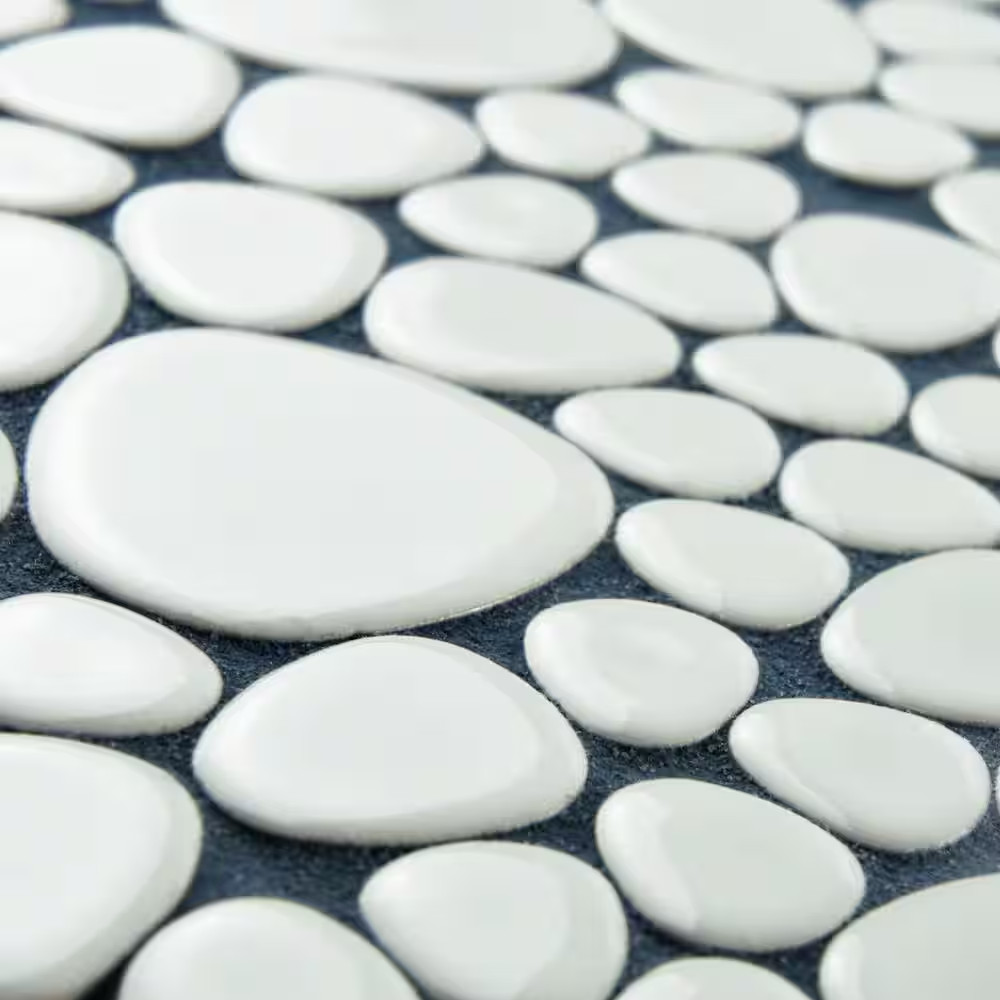 Pebble White 11 In. X 11 In. Porcelain Mosaic Tile (8.6 Sq. Ft./Case)