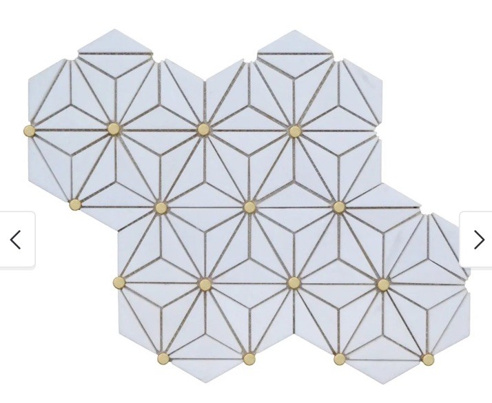 Nova Dolomite Brass Polished Marble Mosaic Insert Tile Wall Backsplash 5 Sheets