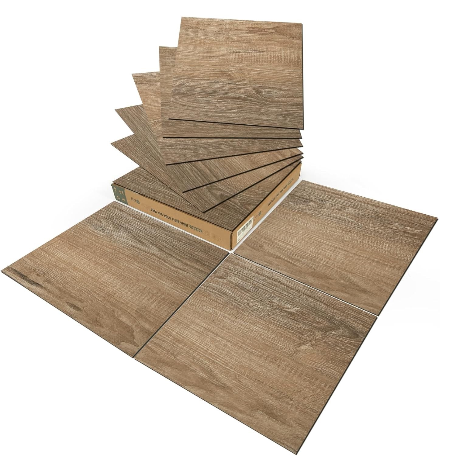 30 Sq. Ft Peel and Stick Vinyl Floor Tiles – Light Brown Ash