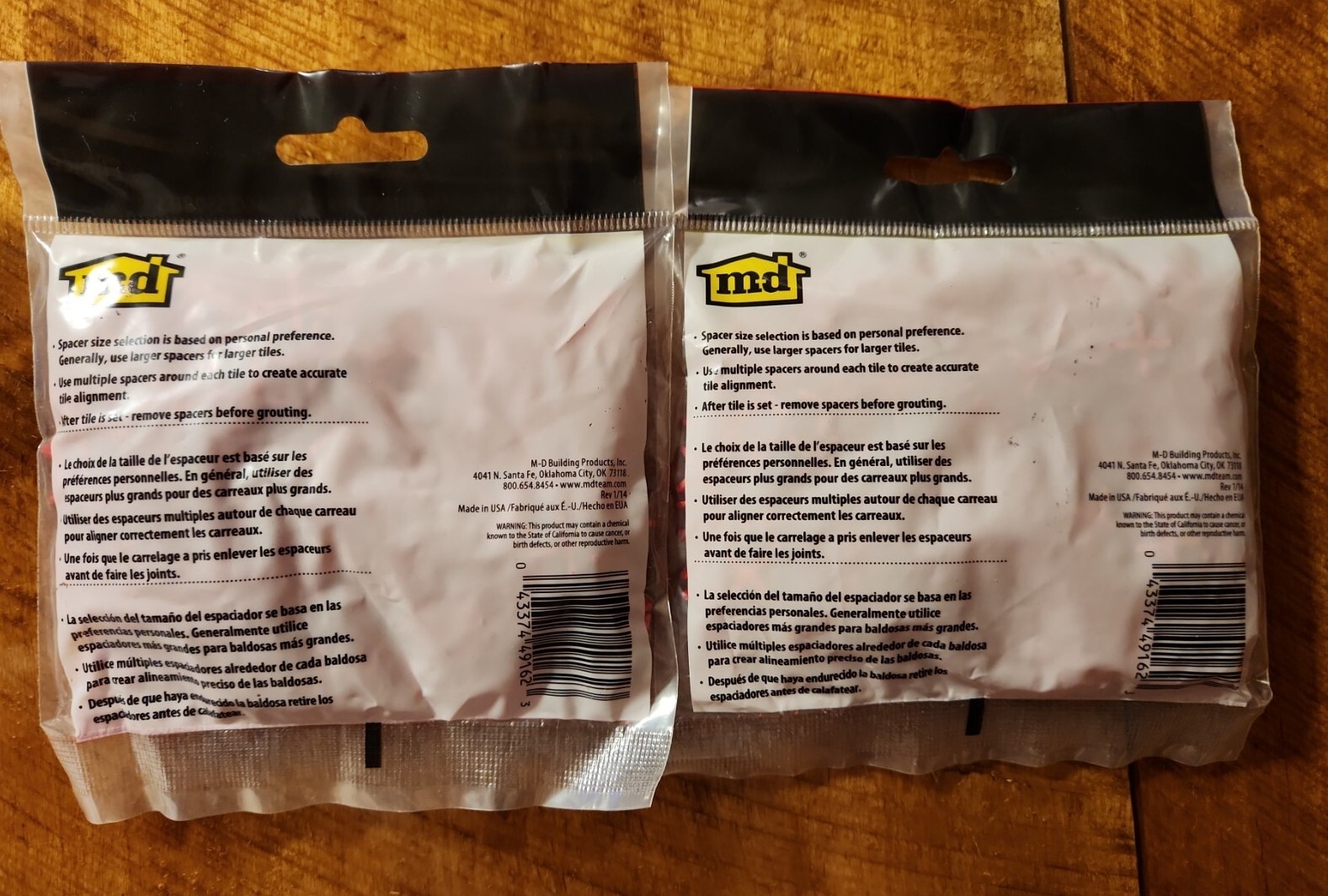 M-D Building Products 49162 1/16″ 2mm Tile Spacers Pack of 250 X 2 Bags