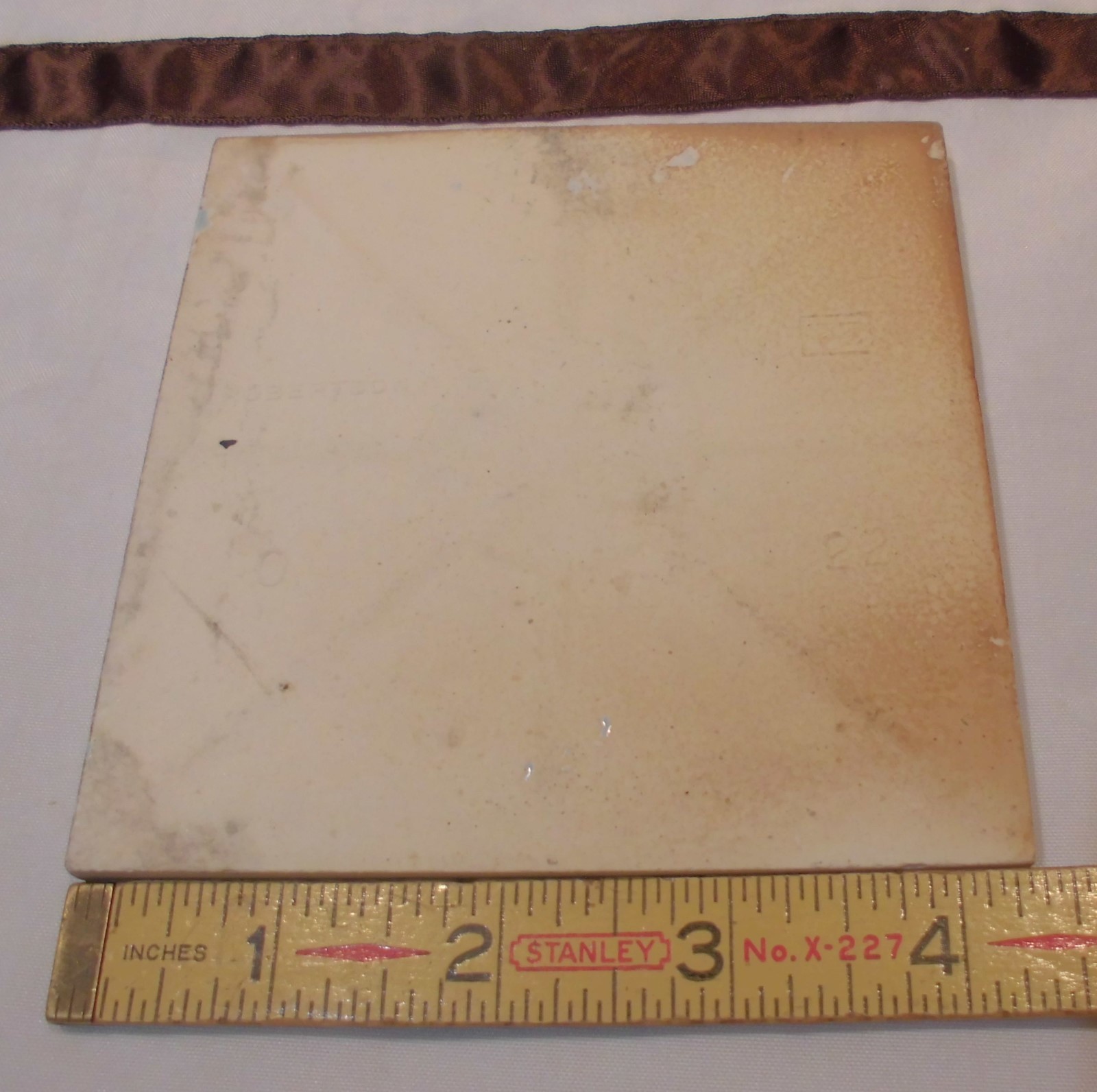 1 pc. Vintage Glossy Ceramic Tile *Blue* 4-5/16″ by Robertson Co. touch of gray