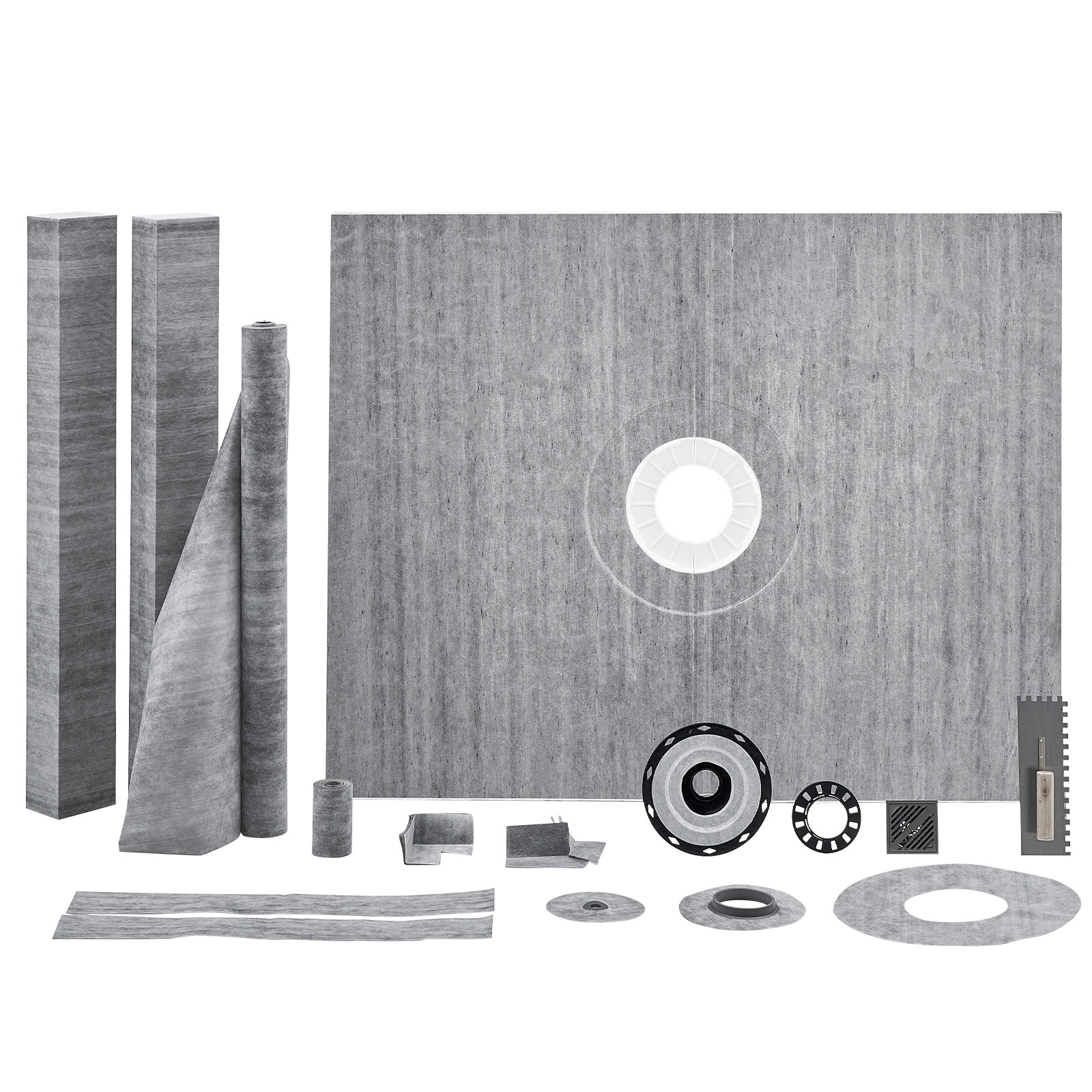 VEVOR Shower Curb Kit Shower Pan Kit 60×48″ w/ 2″ Central Flange PVC Waterproof