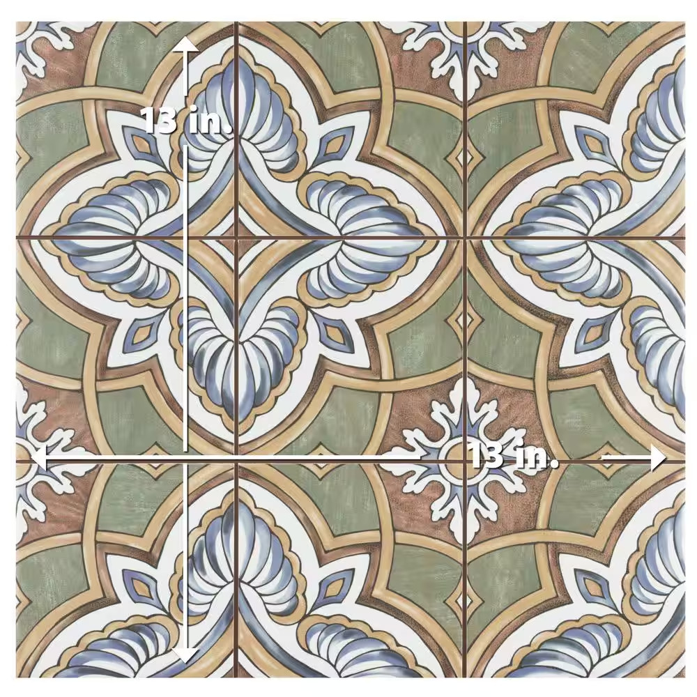 Harmonia Grove Green 13 In. X 13 In. Ceramic Floor and Wall Tile (12.0 Sq. Ft./C