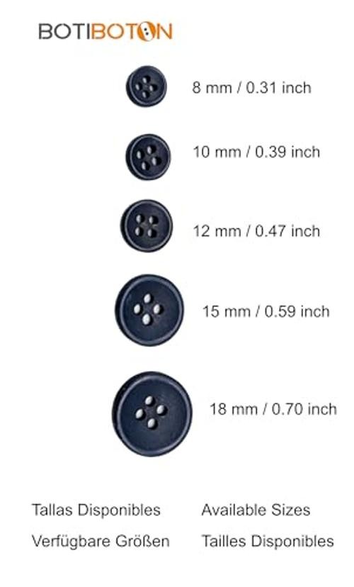 Botiboton – 50 Shirt Replacement Buttons – 10 mm (0.39″) 8 mm Navy Blue