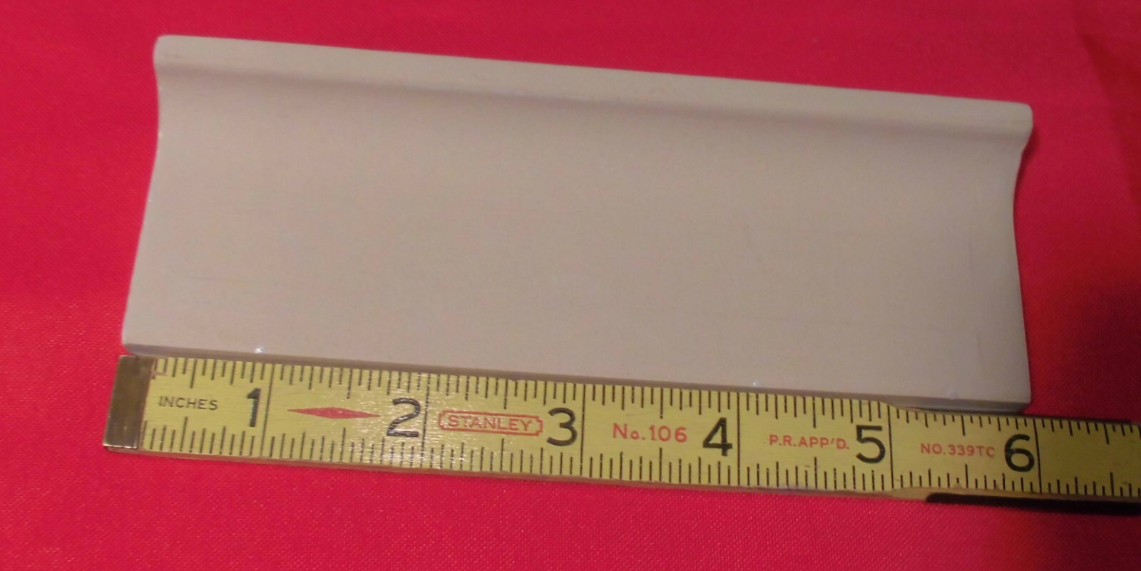 1 pc. Gloss Biscuit: 2″ X 6″ X 3/4″ Ceramic Radius Bullnose Tiles, Mud Caps, New