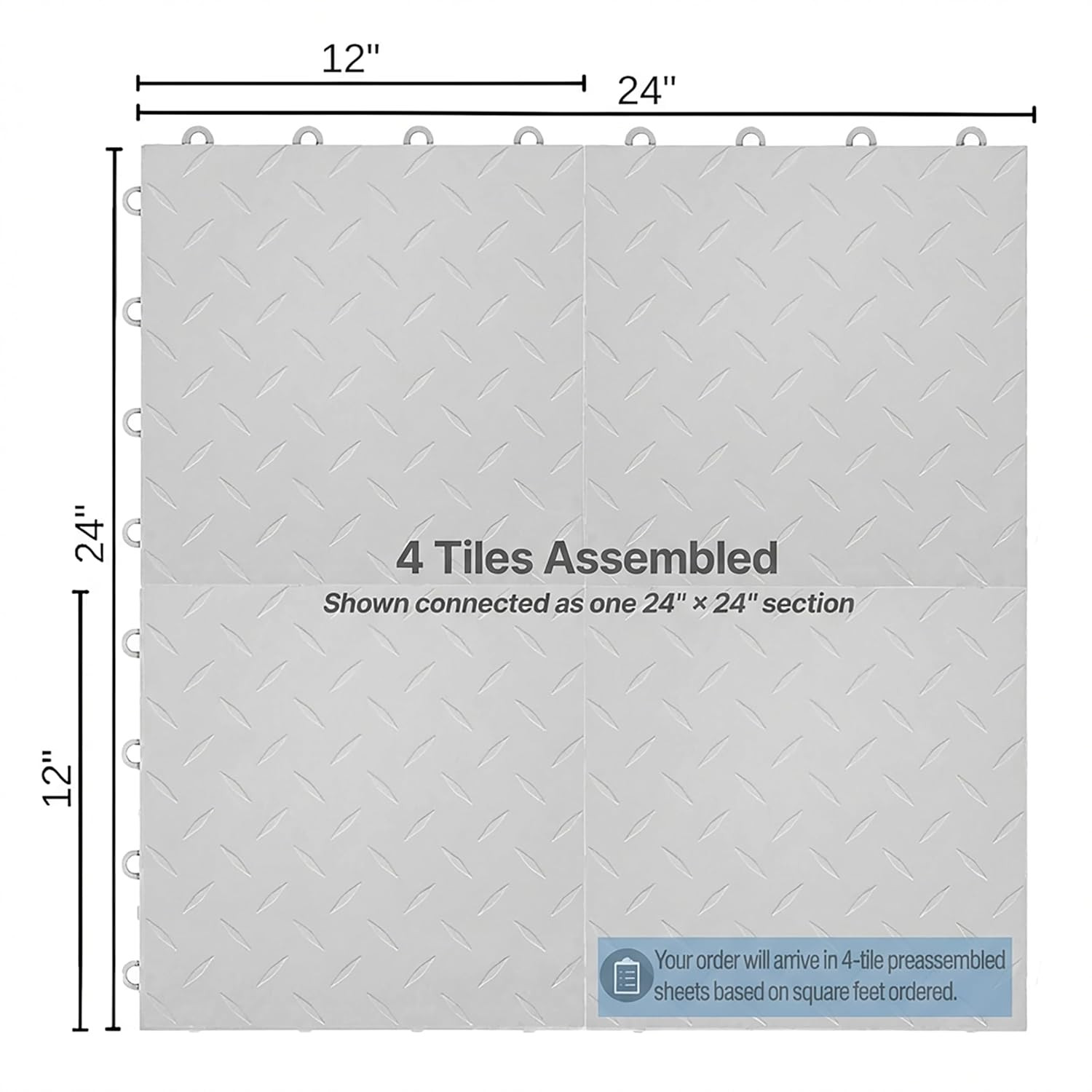 Heavy Duty Nitro Tiles 12″ Interlocking Garage Flooring, Gunmetal, 52-Pack