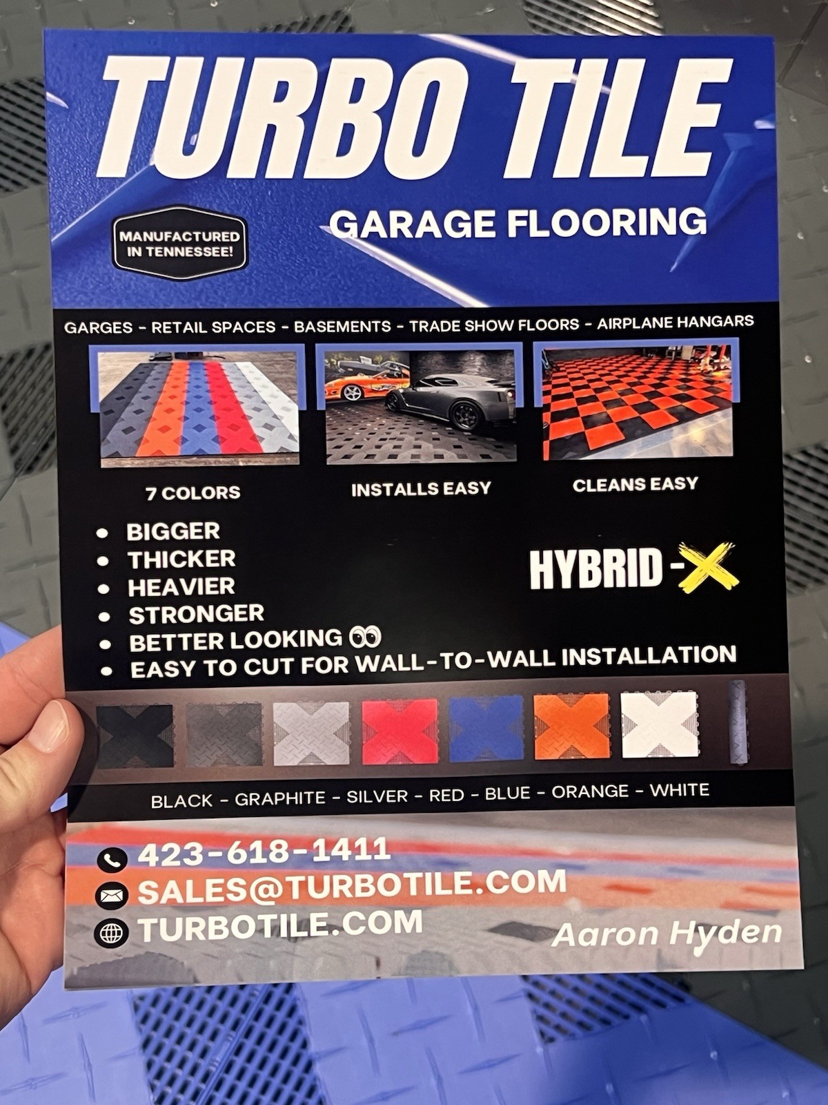 Dark Gray (Graphite) HYBRID-X garage tiles 50 square feet 17” X 17” MADE IN USA