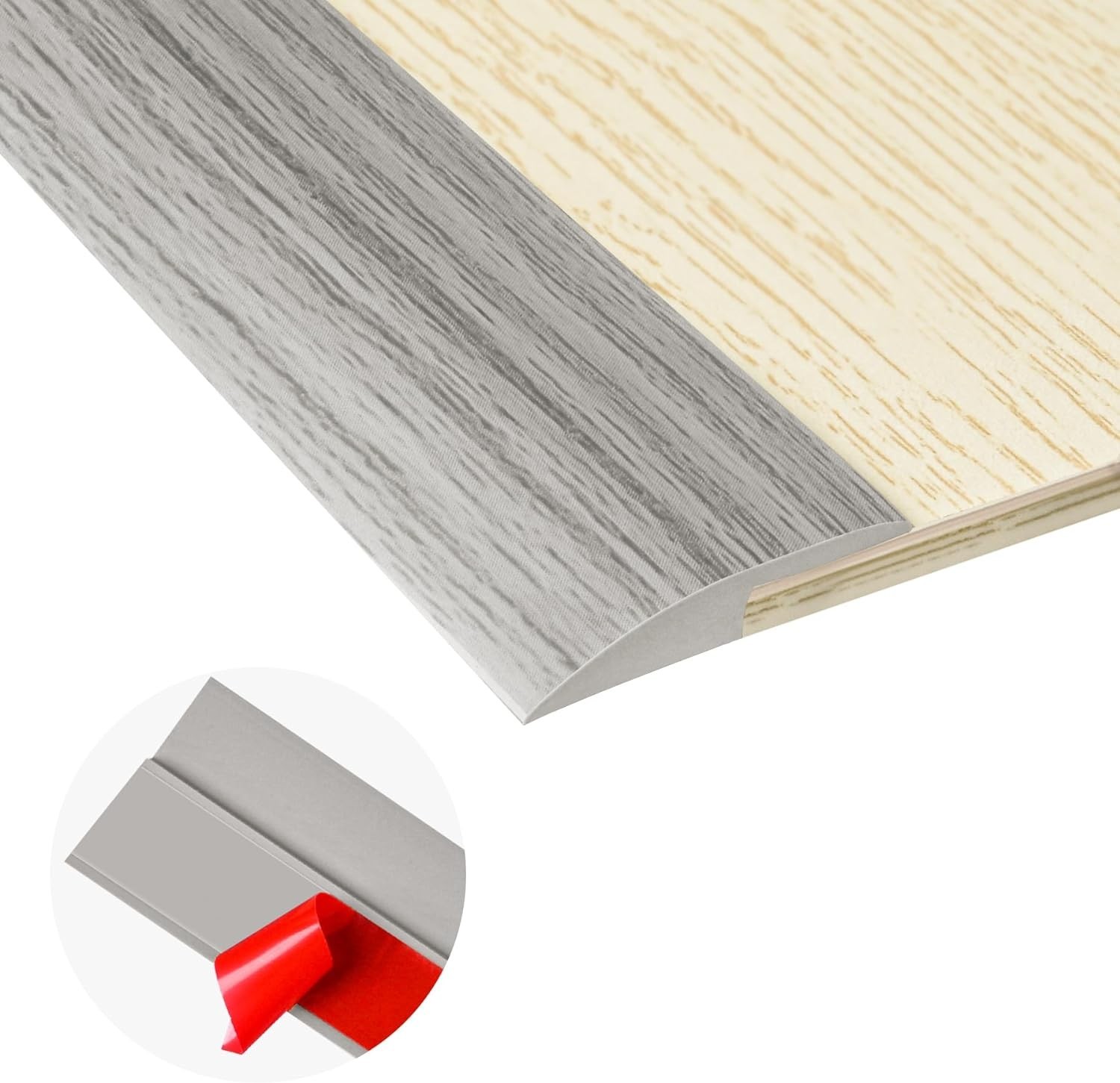 20Ft Self-Adhesive PVC Floor Transition Strip – Gray Forest, 5mm Height Limit