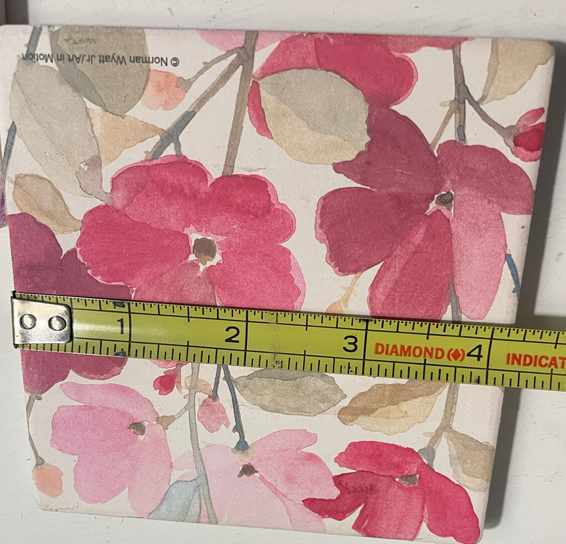 Ceramic Art Tile 4″x4″ Home Decor Coasters Elephant Flowers Home Decor