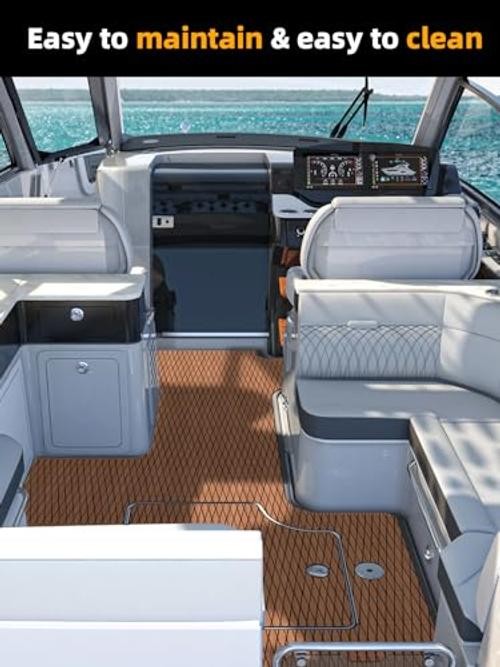 Boat Flooring EVA Foam 94.5″L x 15.7″W x 0.2″Th Brown With Black Seam Lines