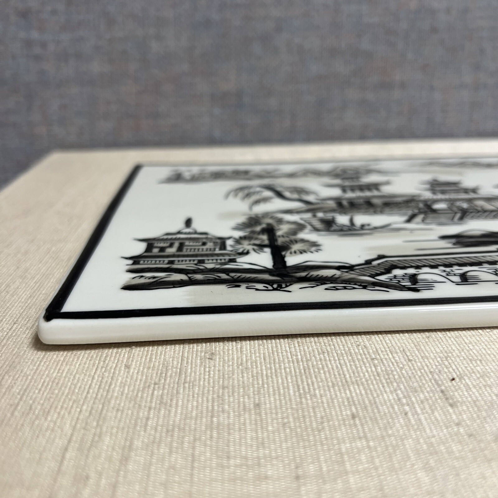 Asian Pagoda Art Wall Decoration Rectangle Tile 11.5” x 6.5”