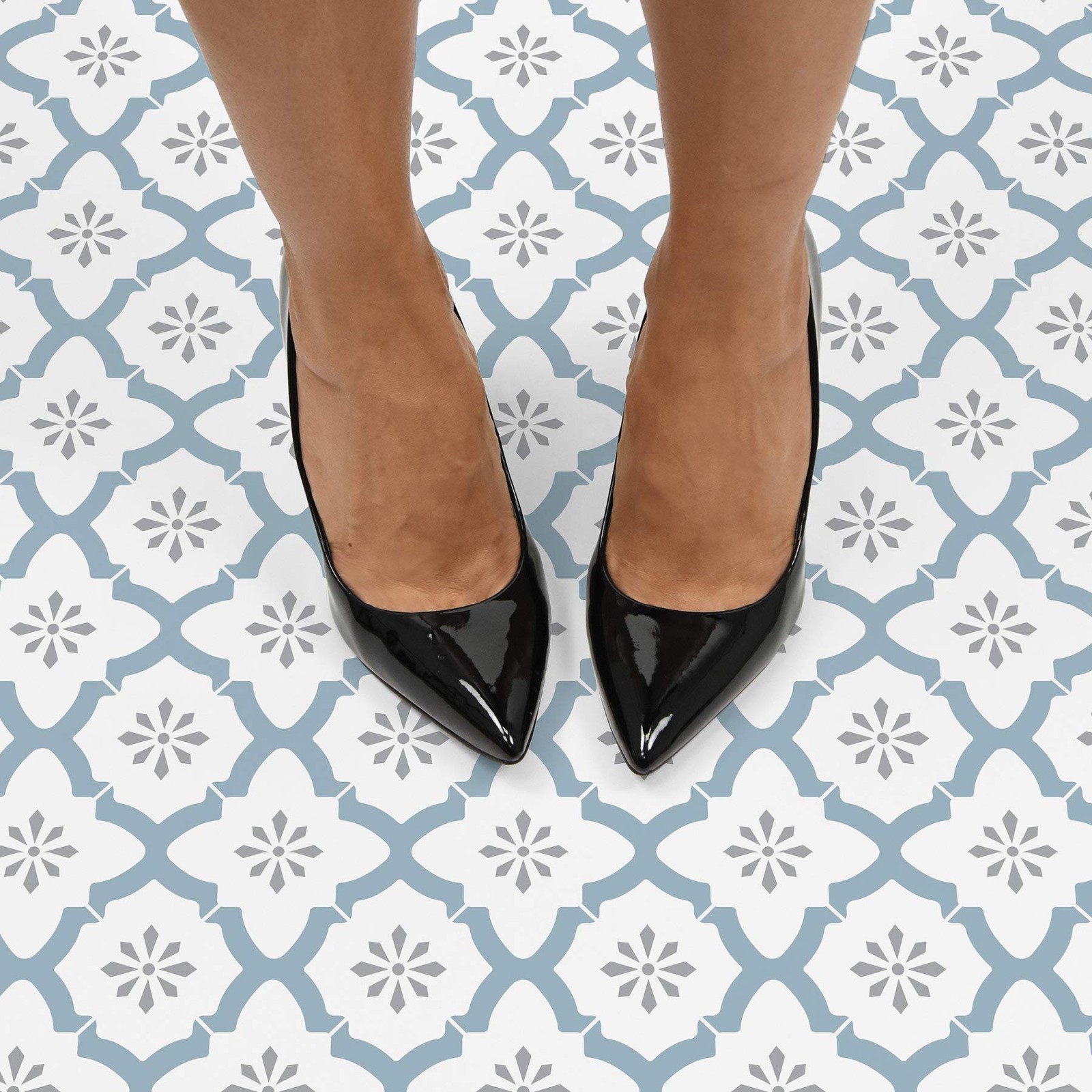 Alfama Peel and Stick Floor Tiles, Blue, Geometric Vinyl Floor Tiles, Water R…