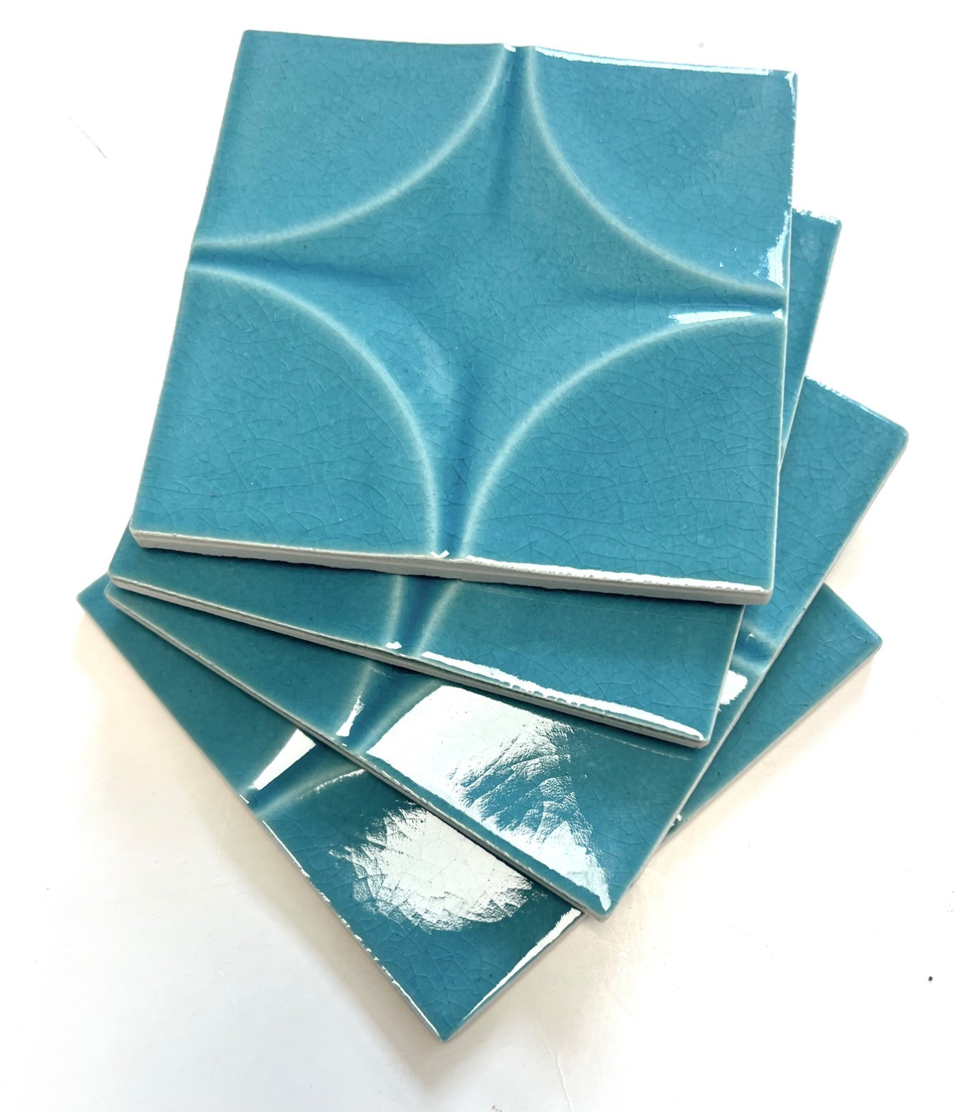 4×4 Wedgwood Virginia Crackle Blue Star Shaped Decorative Ceramic Wall (1 SF)