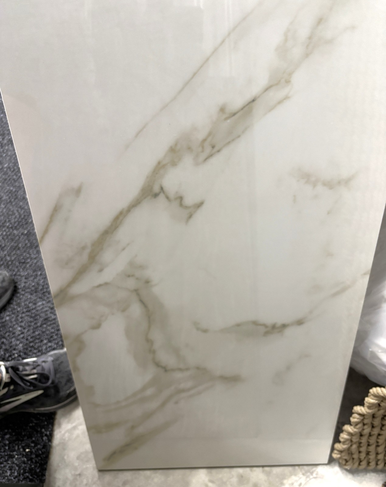 Yosemite White Tile Package of 4 16 x 32 in Polished Marble Look for Floor Wall