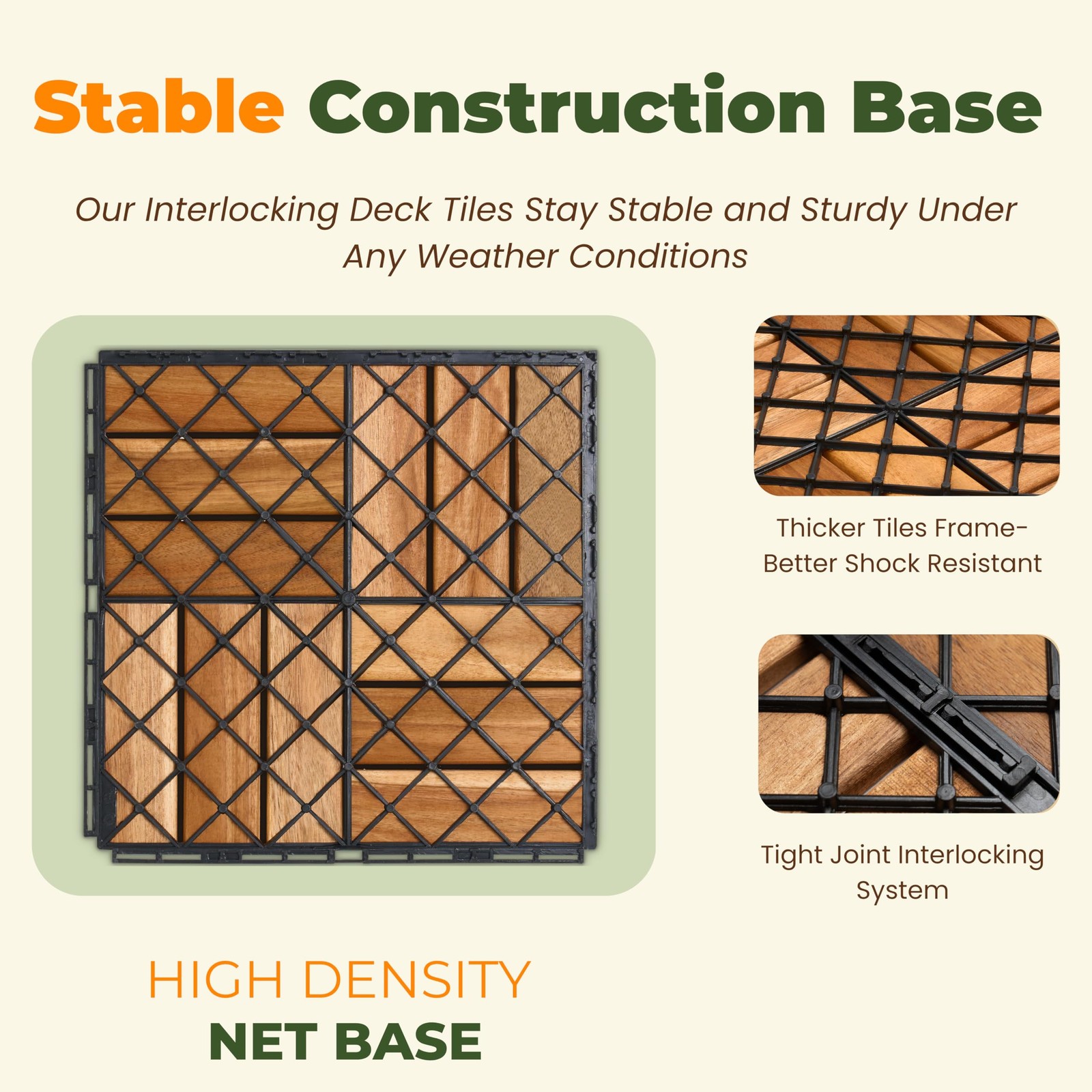 Jurax Premium Deck Tiles 10 Pcs 1212 Acacia Wood Interlocking Patio Tiles Snap