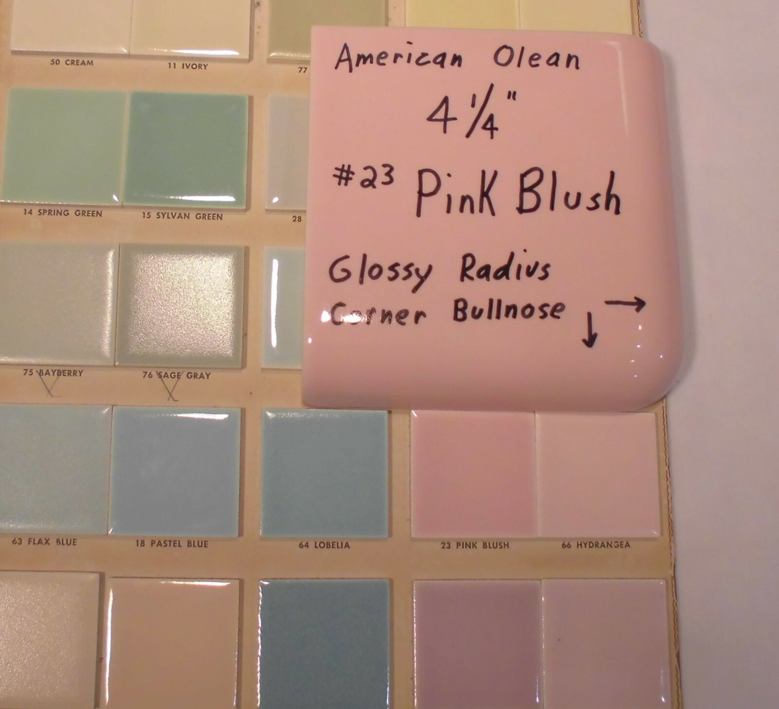 Pink Blush; Glossy Radius Corner Bullnose Ceramic Tile 4-1/4″ by American Olean
