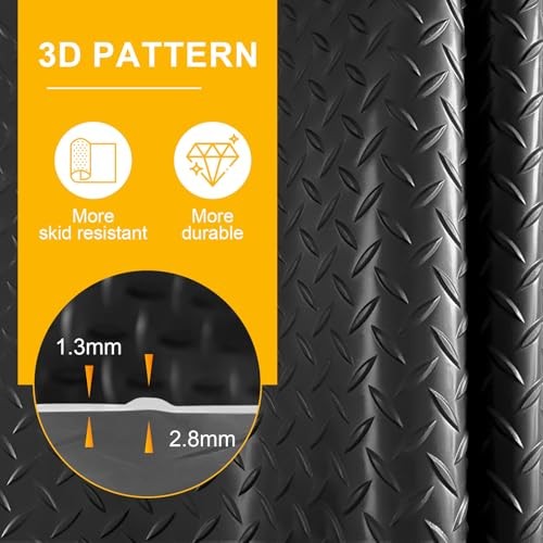 8×20 FT Garage Floor Mat, 2.8mm Thickened Flooring Roll for Under 8×20FT Black