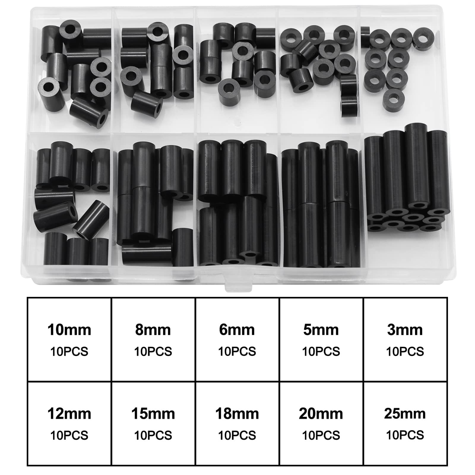 Exqutoo Black ABS Round Washers ID 3.2mm,OD 7mm, 3mm 5mm 3.2mm, Black/3.2mm