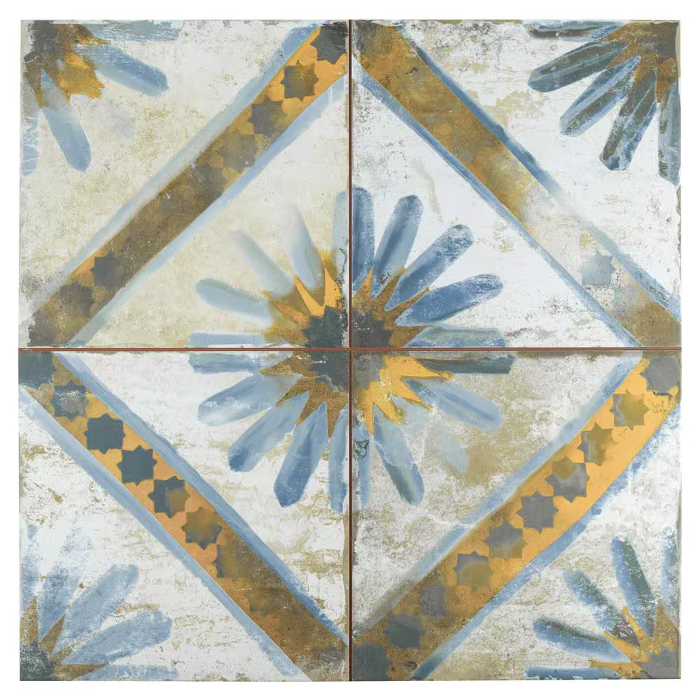 Kings Marrakech Blue 17-5/8 In. X 17-5/8 In. Ceramic Floor and Wall Tile (10.95