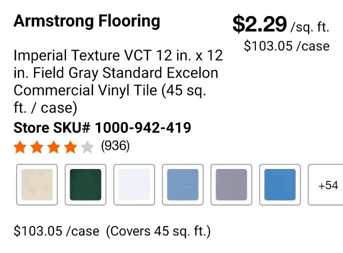 Imperial Texture VCT 12×12 Field Gray Excelon Commercial Vinyl Tile CASE 45 SQFT