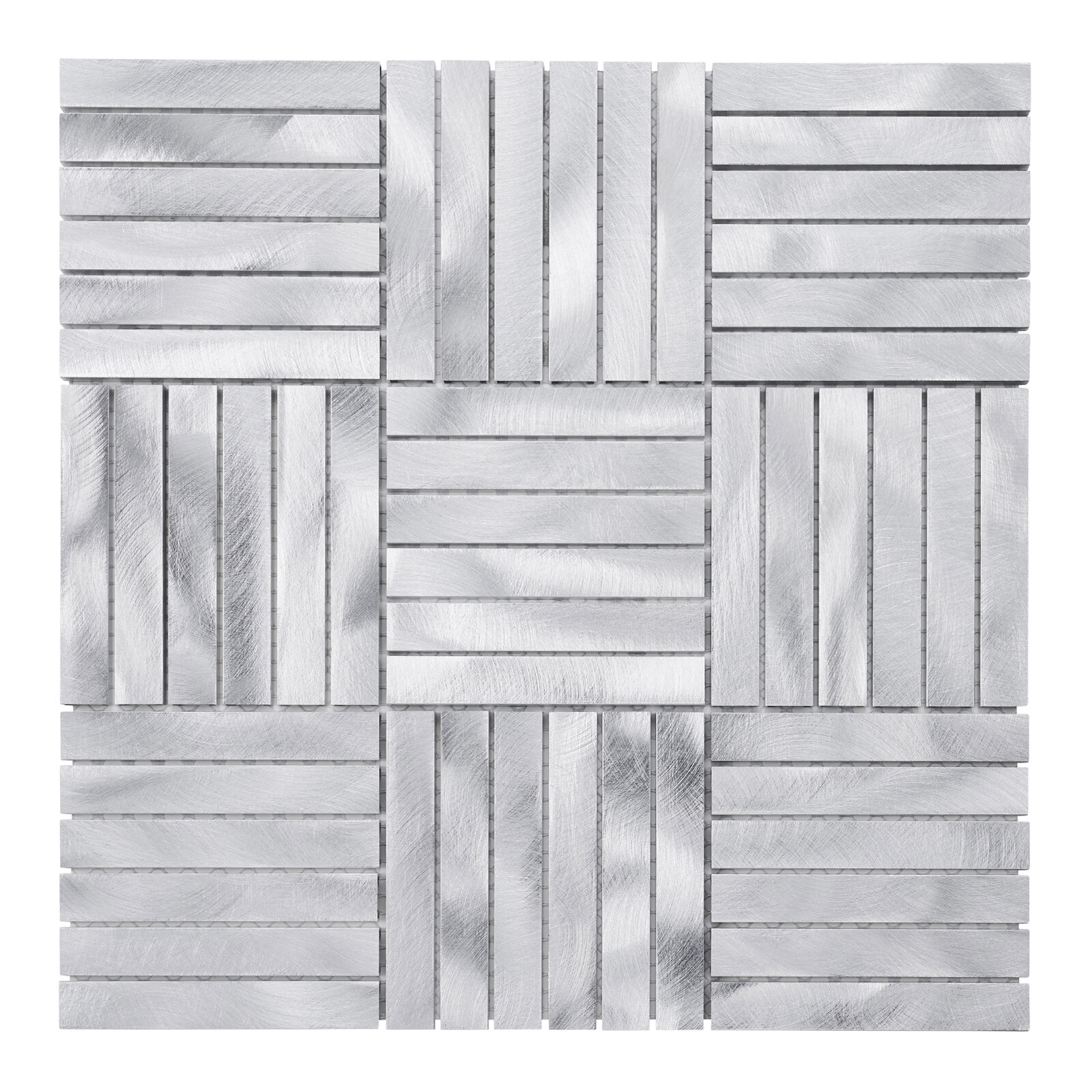 Aluminum Metallic Metal Basketweave Parquet Mosaic Tile Kitchen Wall Backsplash