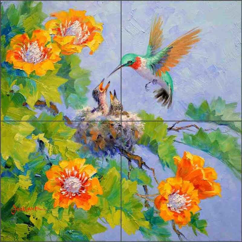 Hummingbird Tile Backsplash Mikki Senkarik Bird Art MSA301