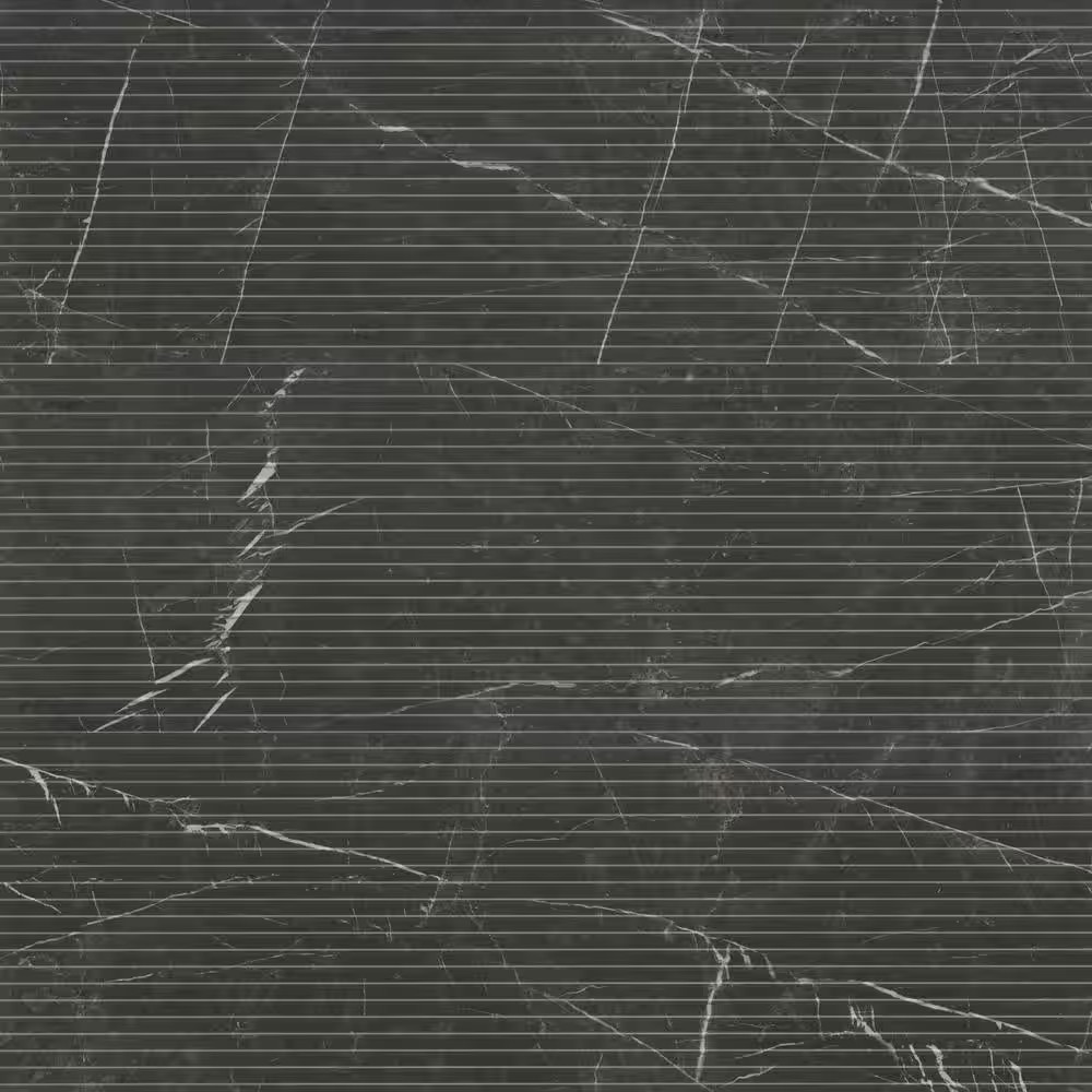 Urban Bamboo Marmi Noir 16 In. X 48 In. Satin Fluted Ceramic Wall Tile (15.51 Sq