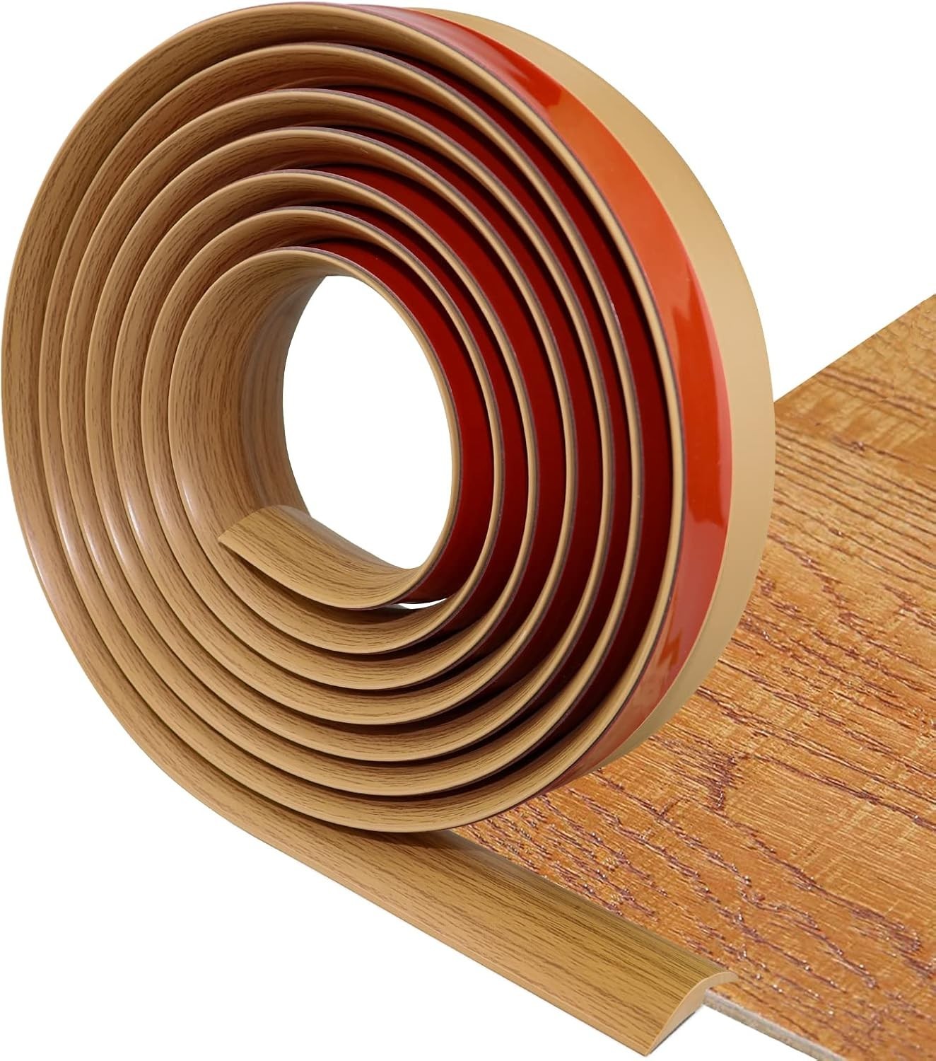 Floor Transition Strip Self Adhesive 5mm, 10Ft, Wood Grain Light Brown-New