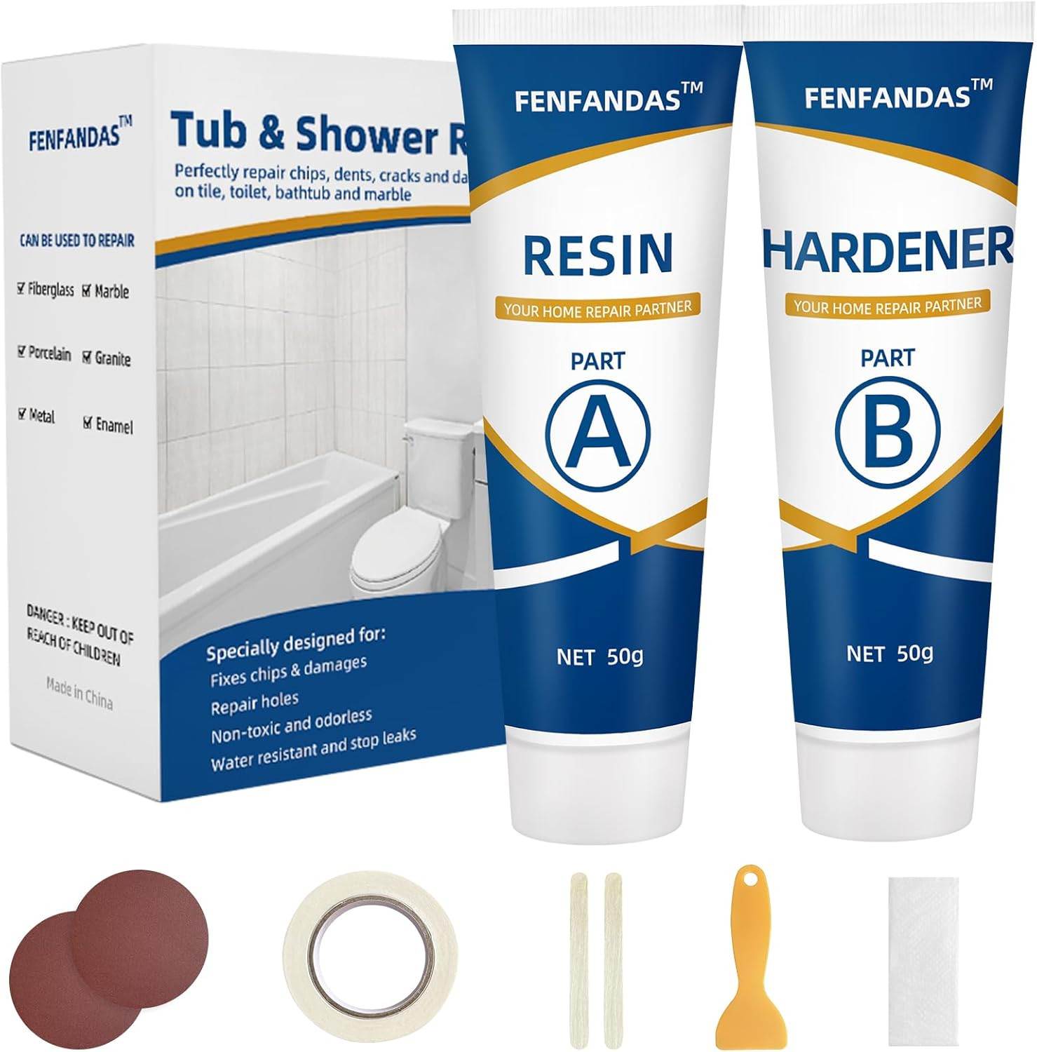 Tub Shower Repair Kit White Fiberglass Porcelain Acrylic Enamel Ceramics Tile