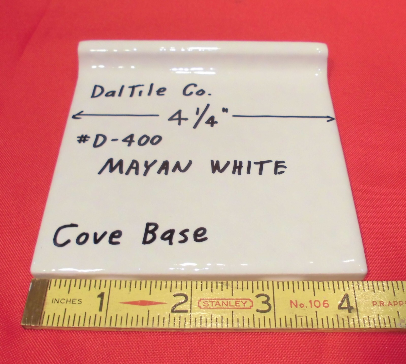 1 pc. Mayan White: Cove Base Ceramic Tile: Daltile 4-1/4″ Big Bumps, Dimple NEW