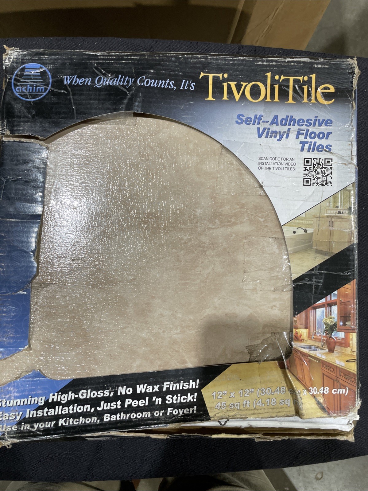 Tivoli Self Adhesive Vinyl Floor Tiles 45 Pack 12 x 12 Carrara Marble FTVMA45045