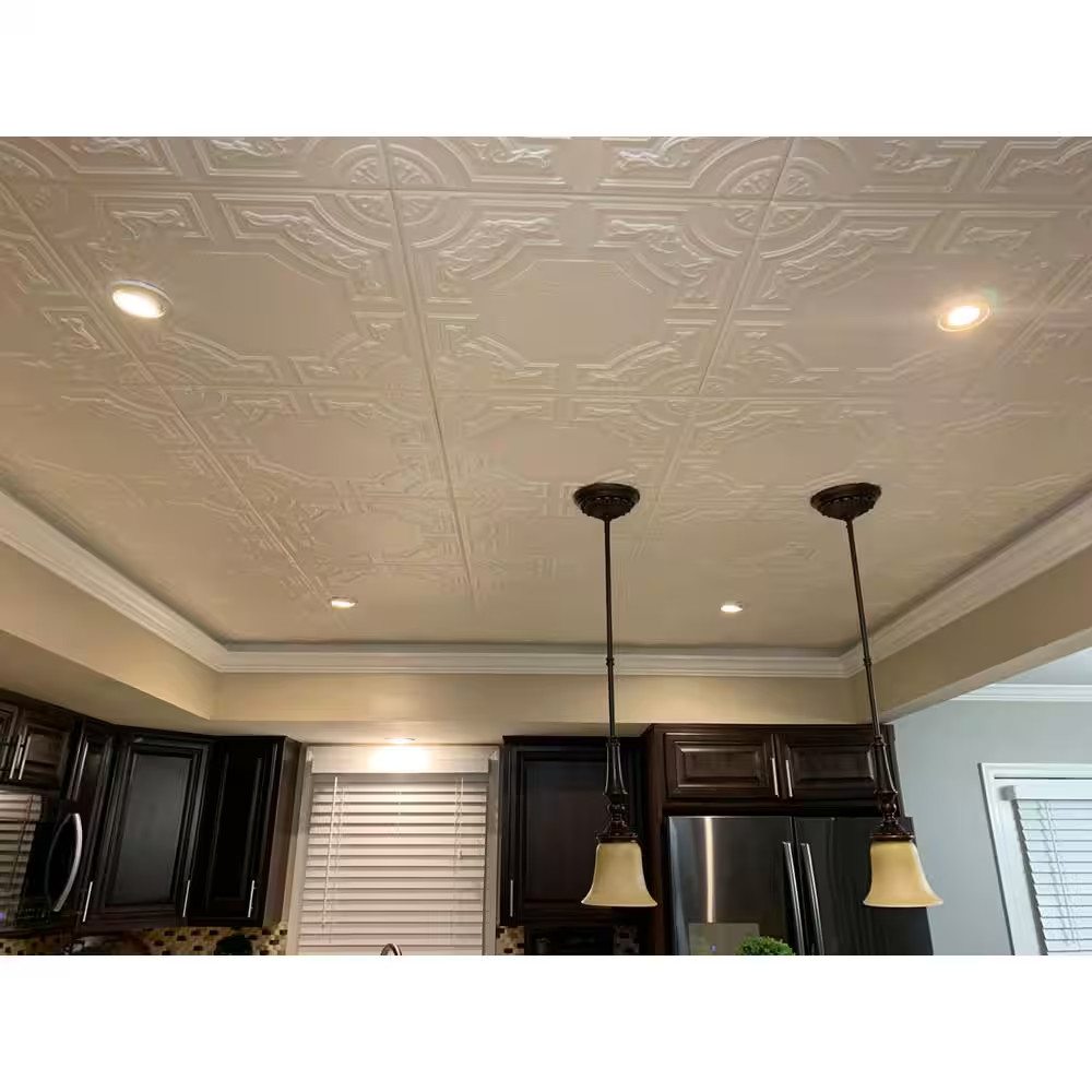 Evergreen 1.6 Ft. X 1.6 Ft. Glue up Foam Ceiling Tile in Plain White (21.6 Sq. F