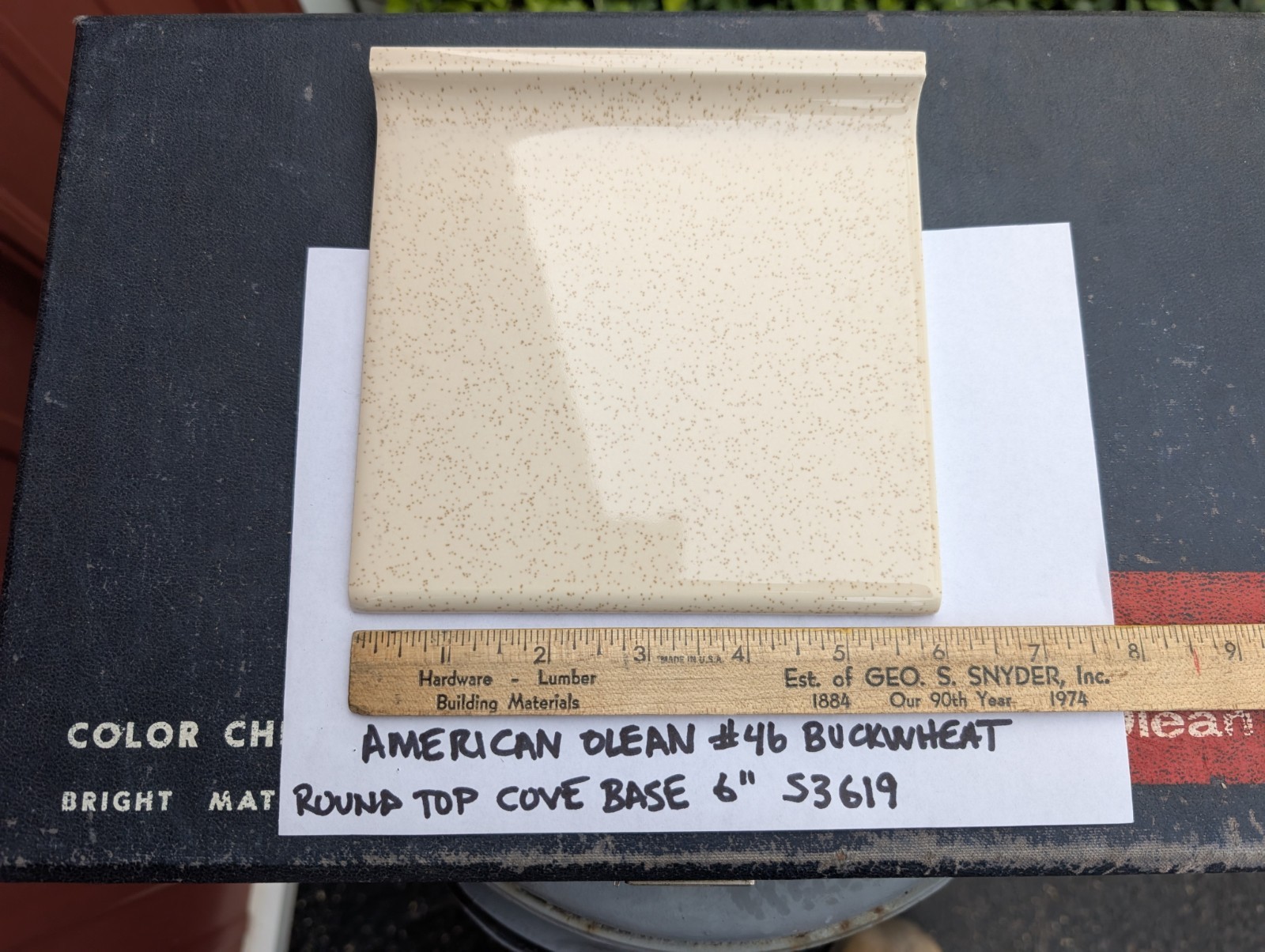 1 pc American Olean Ceramic Tile Round Top Cove Base 6″ S3619 Buckwheat #46 NOS
