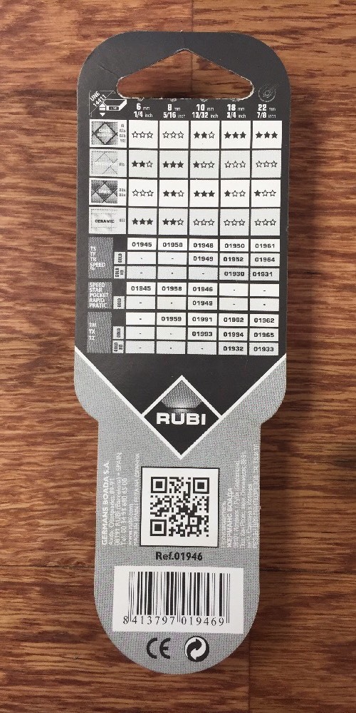 Rubi 01946 10mm Ceramic and Porcelain Tile Flooring Wheel