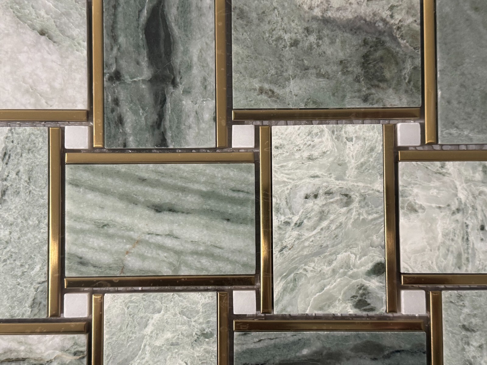 S59 Green/White Marble Rectangle Braid Tile Mosaics Kitchen Bathroom Backsplash
