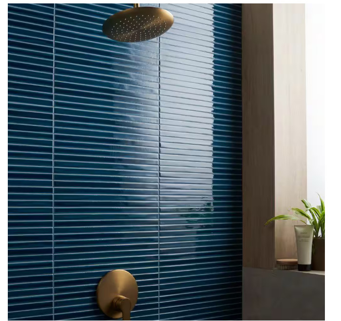 Vistaio Sapphire Blue 5.27″ x 17.71″ Glossy Ceramic Mosaic Wall Tiles (8-Pack)