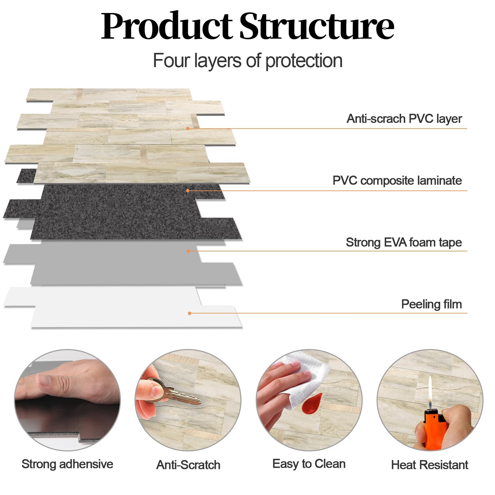 10 Sheets Luxury Peel and Stick Backsplash for Kitchen Tiles, Beige Slate Mix…