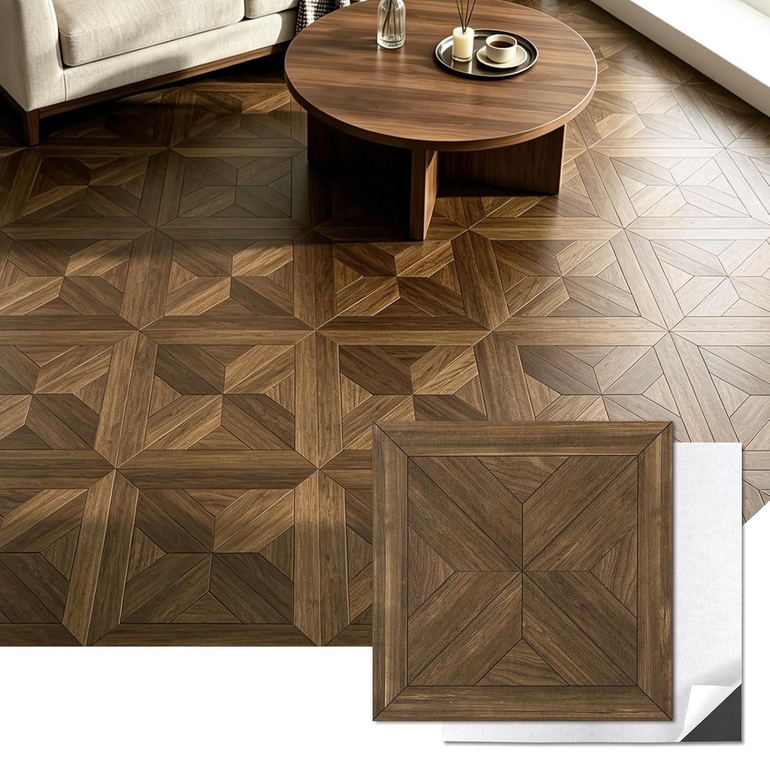 Peel and Stick Vinyl Floor Tiles 30-Pack 12 X 12 Inch, Self Adhesive Waterproof