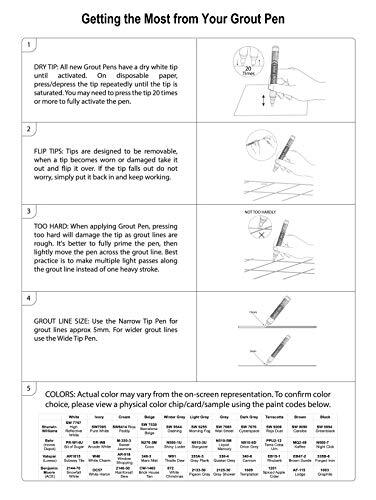 Grout Pen White Tile Paint Marker: Waterproof, Sealer Pens, Narrow 5mm Tip (7mL)