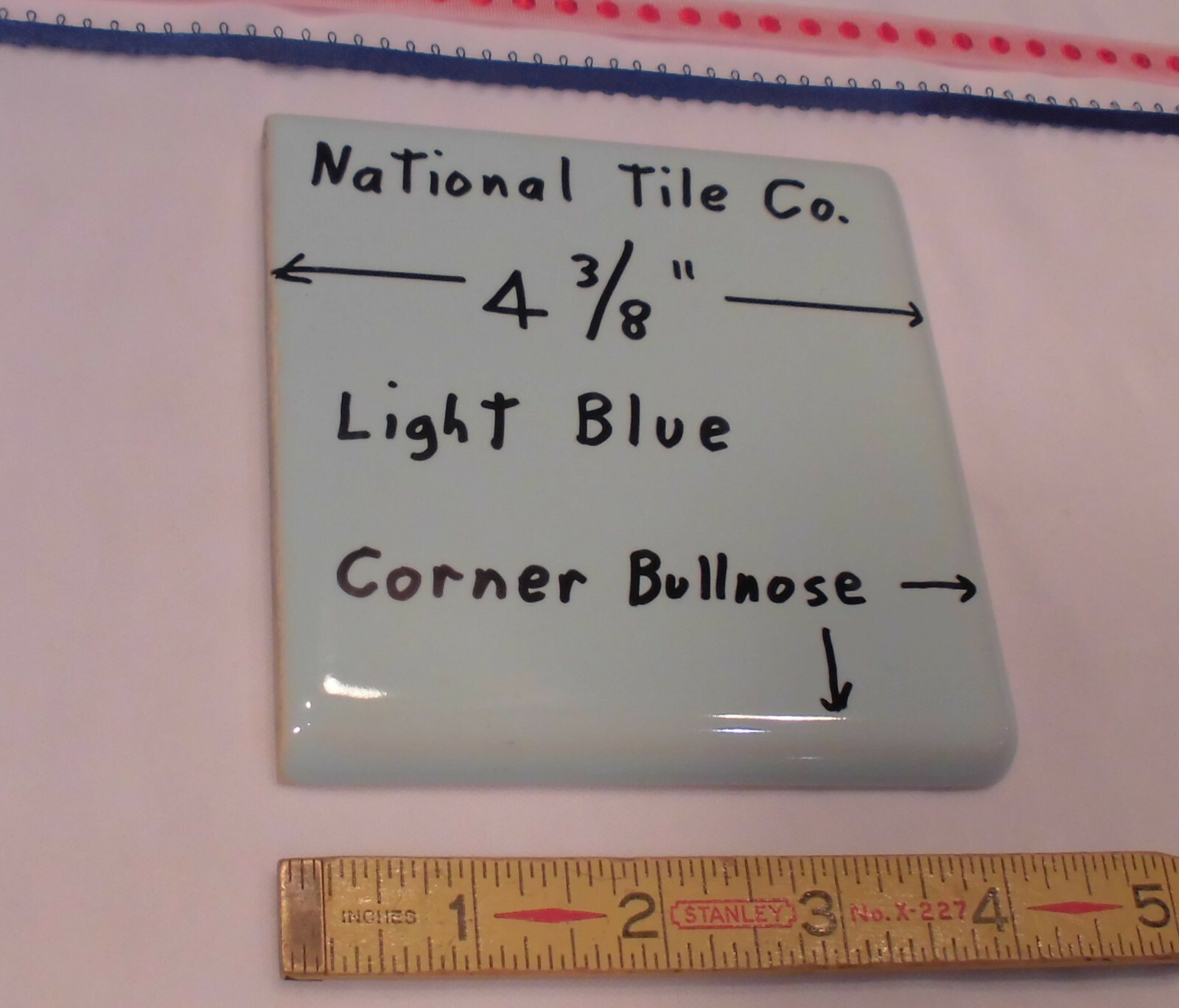 1 pc. *Twilight Blue* Ceramic Glossy Corner Bullnose 4-3/8″ National Tile Co.