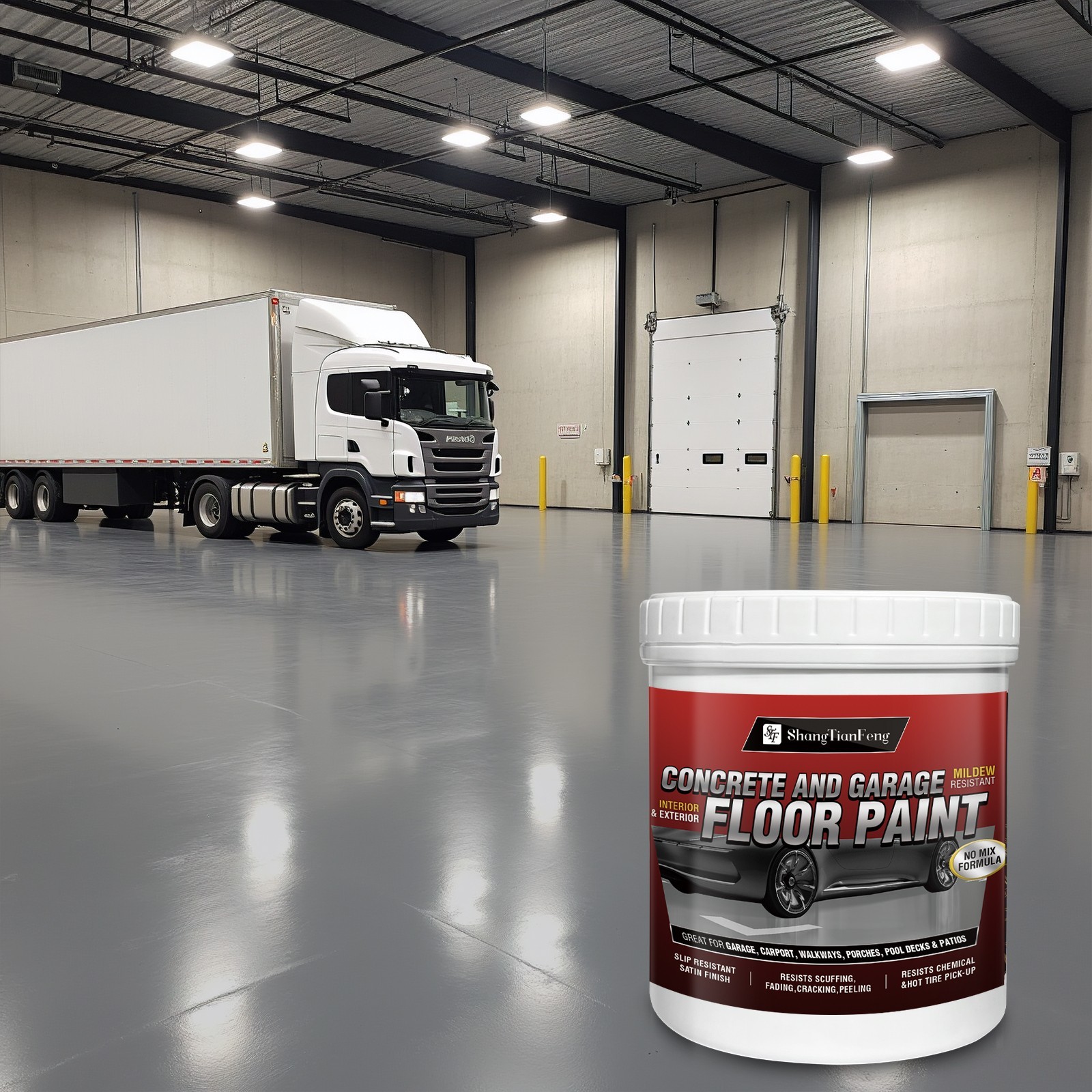 Epoxy Floor Paint Kit – Acrylic Concrete Coating for Garage Living Room 1 Gallon
