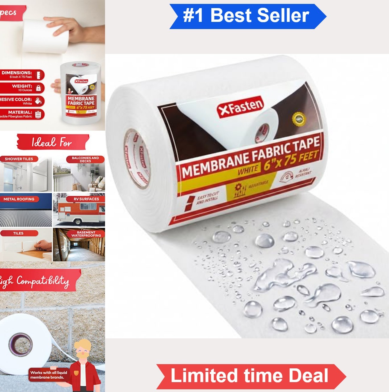 Waterproofing Membrane Tape 6 Inch x 75 Ft Shower Underlayment Tile EPDM Cement