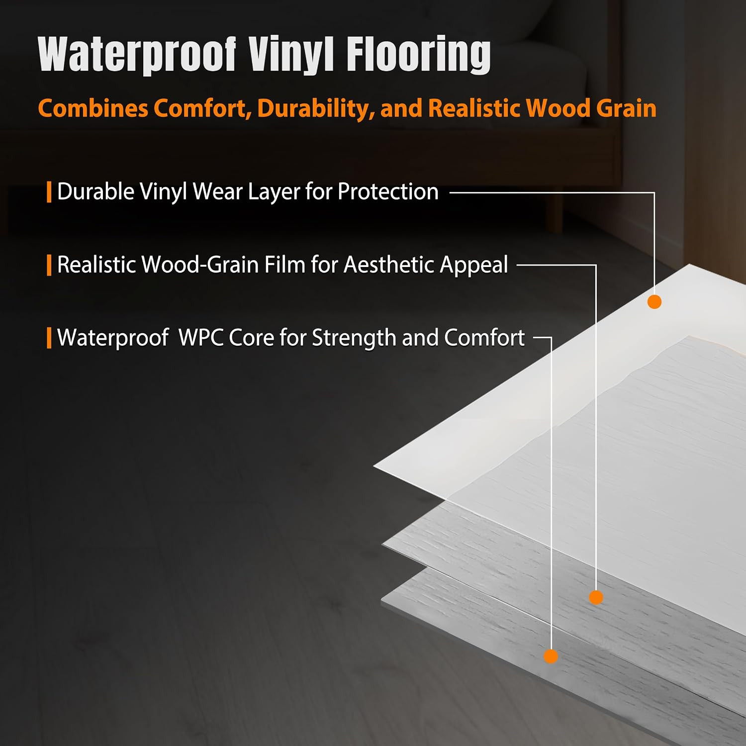 Vinyl Click-Lock Rigid Flooring 27 Sq.Ft. Ivory Ash – Waterproof & Scratch-Resis
